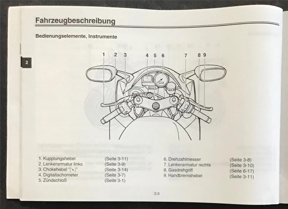 YAMAHA YZF-R1 Motorcycle Instruction Manual AUG 1998 #4XV-28199-G1 German Text - Image 4 of 4