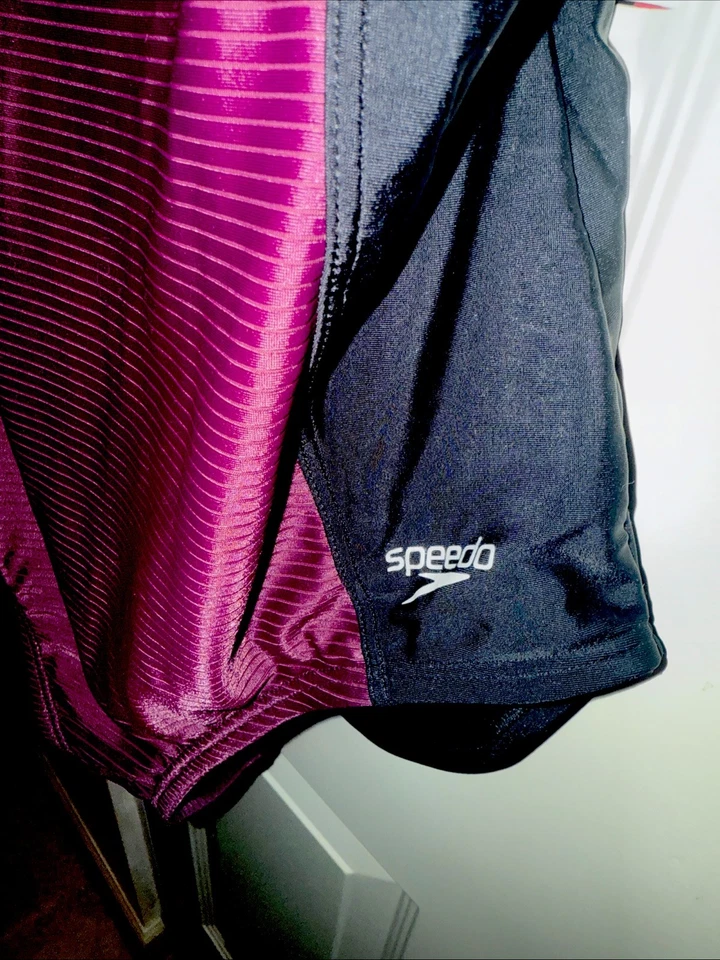 Speedo Potent Borgoña/Negro Talla L Grande 1 Pieza Traje de Baño Práctica Competición Foto 2 de 4