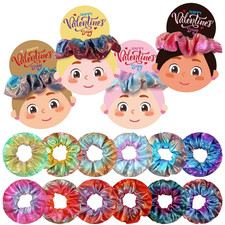 24 Pcs Valentine'S Day Hair Scrunchies with Card 12 Tie Dye Velvet Scrunchies 12