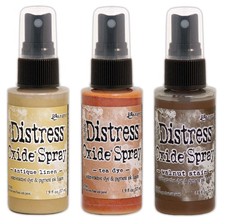 Tim Holtz Distress Oxide Sprays 3 Colors Including Antique Linen, Tea Dye and...