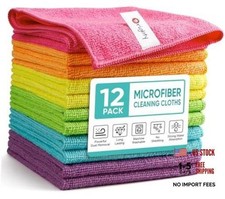 Microfiber Cleaning Cloth - Cleaning Rags - 12 Pack - 12x11 - Multicolor