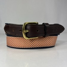 Vineyard Vines Orange Whale Logo Belt - Made in USA - Size 30