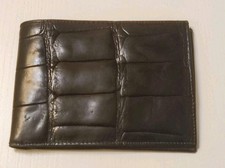 Portafoglio da uomo in coccodrillo  Nero,  anni 50, NOS Fondo Di Magazzino