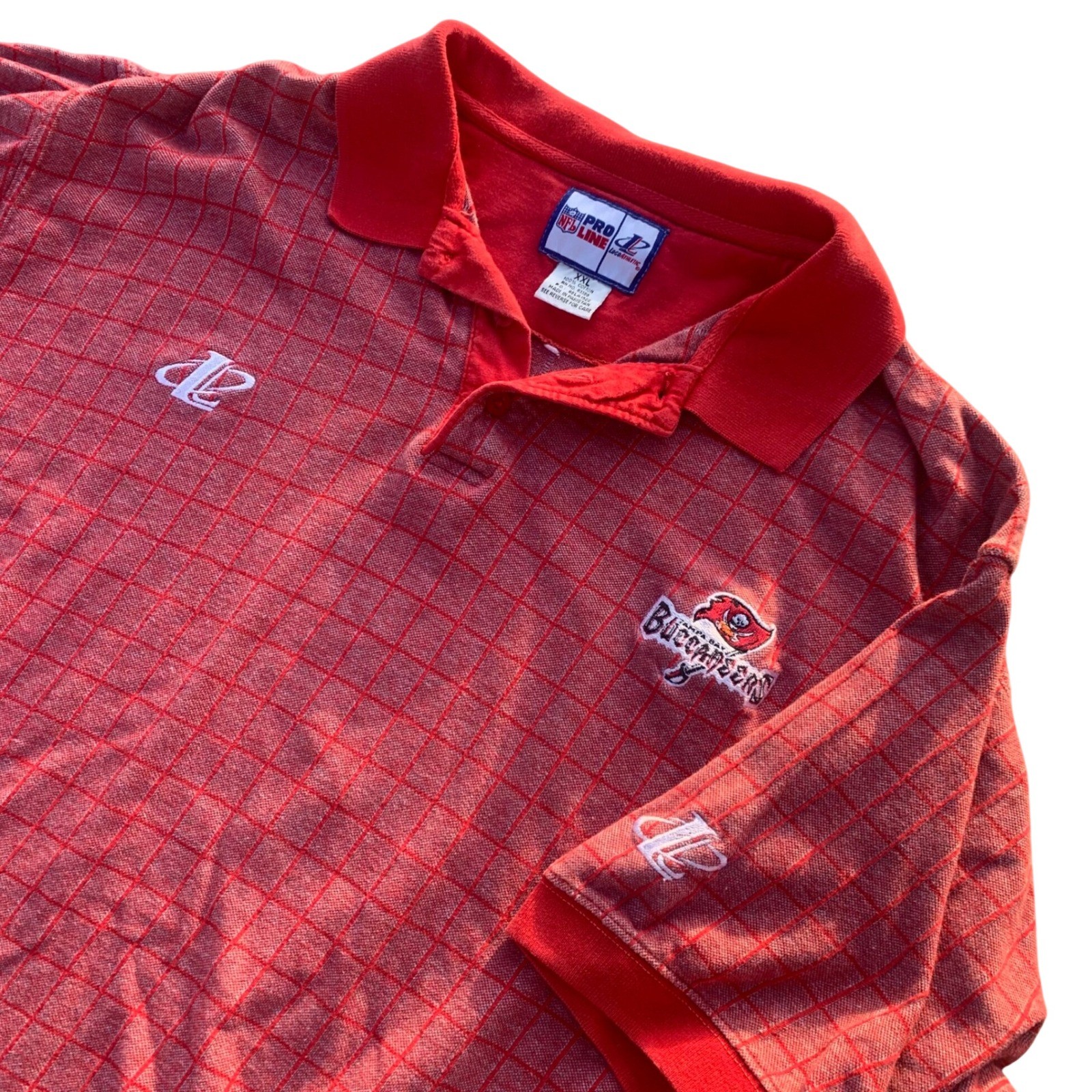 Vintage Tampa Bay Buccaneers NFL Pro Line Logo Athletic Red Grid Polo Shirt XXL