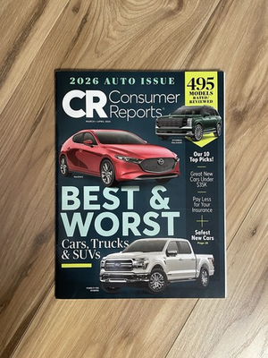 #ad Consumer Reports 2026 March April Auto Issue Cars Trucks amp; SUVs Illustrated $20.00