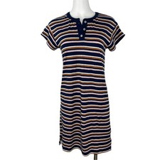 NWT Madewell Hemp Cotton Blend Striped Henley Tee T-Shirt Dress XS
