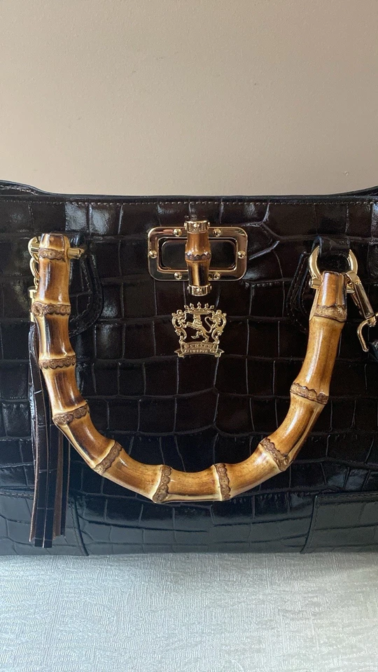 Bolso de Mano Bandolera Pratesi Firenze Cuero Marrón/Coñac, Hecho en Italia Foto 4 de 4