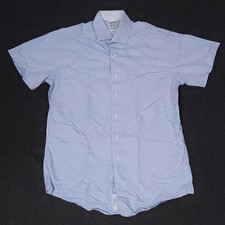 Brooks Brothers Button Up Shirt Mens XL Blue Check Short Sleeve Made In USA