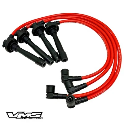 VMS RACING FOR 96-00 HONDA CIVIC D16 SOHC 1.6L 10.2MM SPARK PLUG WIRES RED - Bild 1 von 4