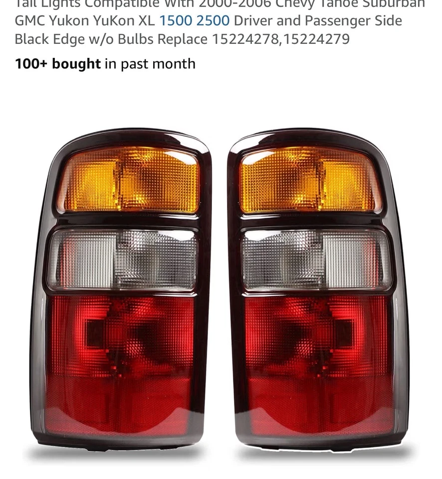 Juego de luces traseras para Chevy Tahoe/Suburban 2000-06 y GMC Yukon XL (borde negro) Foto 2 de 4
