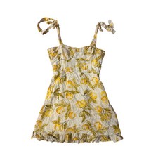 Women S Urban Outfitters UO Jolene Linen Tie-Shoulder Mini Dress Lemon Yellow