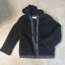 Christian Dior Vintage Hooded Jacket Leather Trim Black 68cm Length