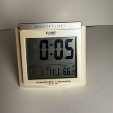 Casio Cream Color Digital Display Portable Clock/Thermometer DQ-750F