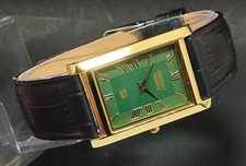 Vintage Seiko Slim Quartz Green Face Gentlemen's Wrist Watch New Battery
