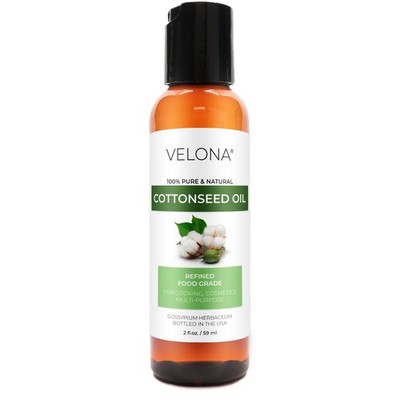 Cotton Seed Oil by Velona - 2 Fl Oz | Pure and Natural | Refined, Cold pressed