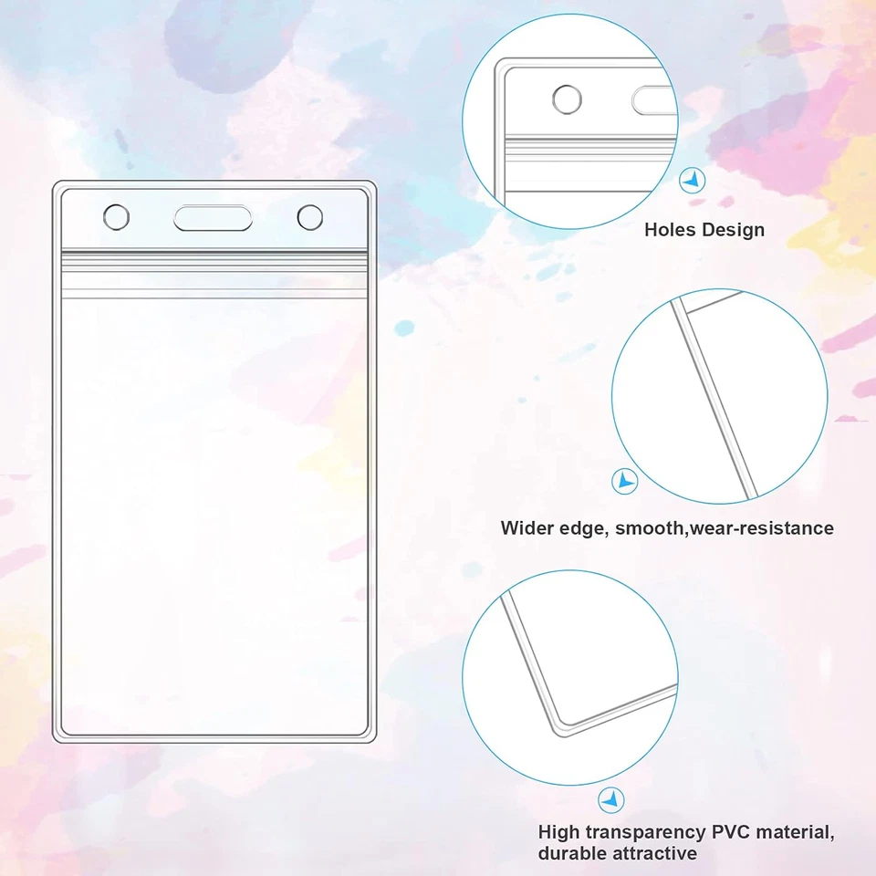 100pzs porta gafete vertical plástico transparente con cierre cremallera impermeable Foto 3 de 4