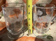 2 Libbey Decorated Stemmed And Handled Glasses VG Condition