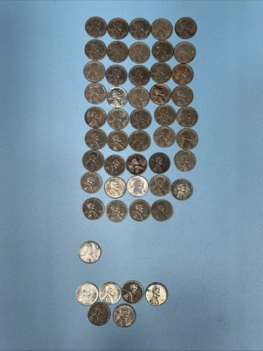 1943 P, D & S Lincoln Wheat Penny Steel Coin 51 Piece lot