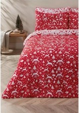 Homelife DOUBLE Scandi Christmas Duvet Quilt Cover Bed Bedding Set Reversible