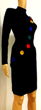 Vintage  Iconic Andrea Jovani  100% Pure Wool Knit Dress -  Black -   Size  S