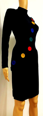 Vintage  Iconic Andrea Jovani  100% Pure Wool Knit Dress -  Black -   Size  S