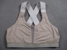 Lululemon Sports Bra Womens 8 Gray White Striped Cross Back Crisscross Athletic