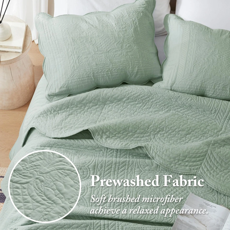 Juego de edredón de damasco Queen para cama tamaño queen, casa de campo de gran tamaño Qui... Foto 2 de 4