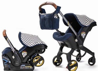 Doona Car Seat Stroller Navy Stripe Folding Adjustable Handle