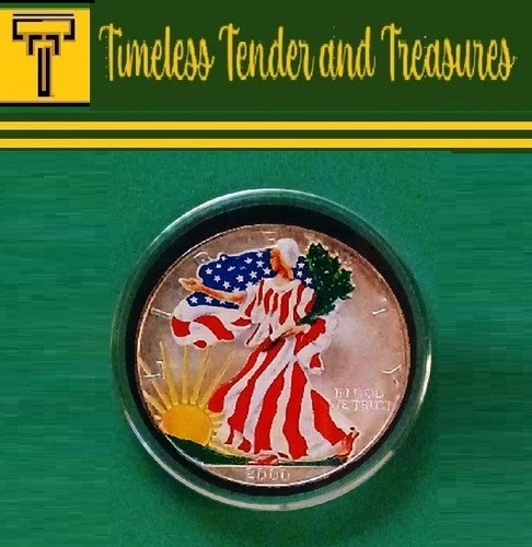 2000 Colorized American Silver Eagle • 1 oz .999 Silver Dollar BU in capsule