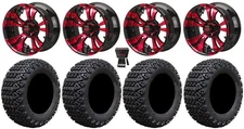 LSI Warlock 14" Golf Wheels Black/Red 23" X-Trail Tires E-Z-GO & Club Car
