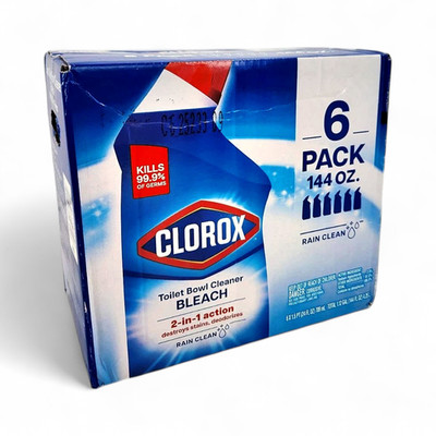 Clorox Toilet Bowl Cleaner with Bleach, Rain Clean, 24 fl oz - 6 Pack