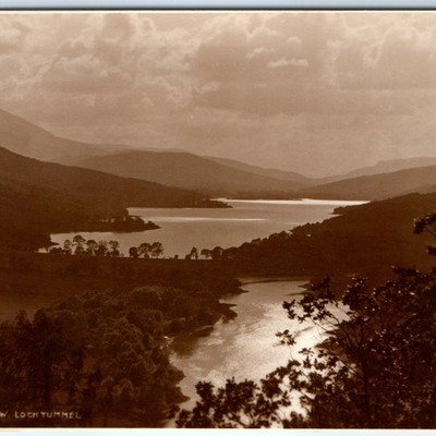 c1910s Loch Tummel, Scotland Judges Hastings RPPC Queens View Mountain Lake A337
