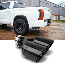 3 Inlet 4 Outlet Dual Exhaust Tip Real Carbon For 22-2025 Toyota Tundra 4wd