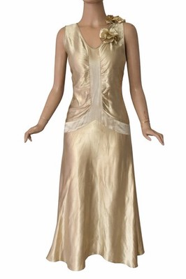 champagne charmeuse dress Champagne Square Neck Shoulder Tie Charmeuse Slit Bridesmaid Dress