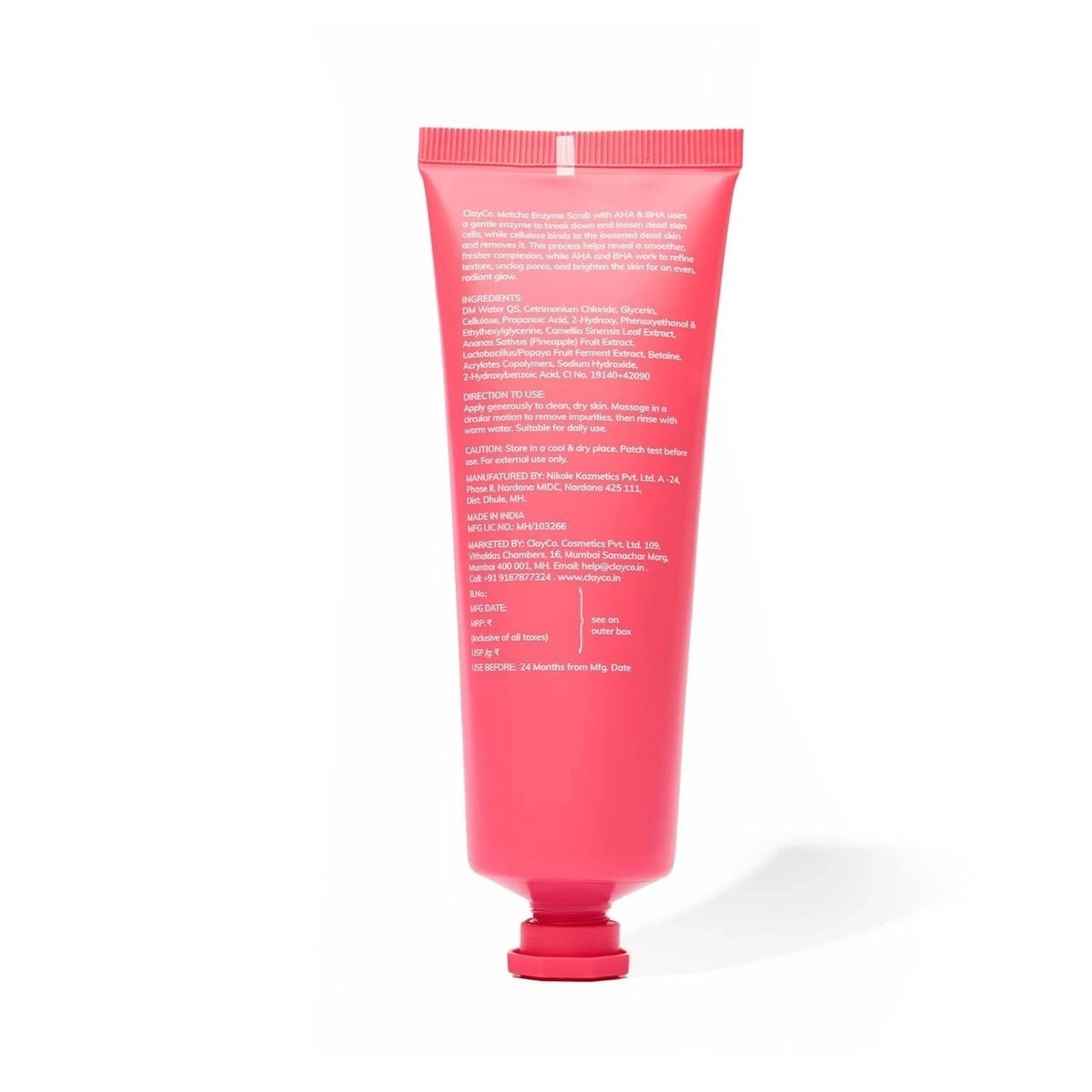 ClayCo Matcha Enzyme Scrub with AHA + BHA | Gentle Exfoliation,70g