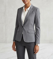 NWT H M Women's Gray Single Button Tailored Blazer Size 6 Fitted Career Office