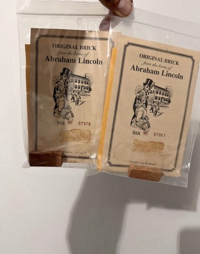 2x Brick Fragment Packets from Abraham Lincoln Home - US Politics Collectible