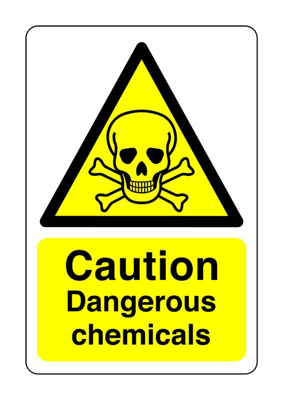 Caution dangerous chemicals sign - Corrosive, Hazardous, Chemicals, Harmful, Ir