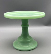 Vintage Mosser Jadeite Green Glass Footed Pedestal Cake Plate Stand 6" x 6"