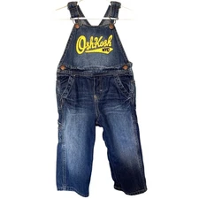 VTG Oshkosh B'gosh Vestbak NYC Script Denim Streetwear Overalls Playwear 24M