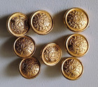 LOT of 8 Vintage 17mm Gold-Toned Metal Royal Irish Regiment Round Buttons — photo 1