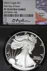 2022 S NGC PF70 ULTRA CAMEO FIRST DAY OF ISSUE AMERICAN SILVER EAGLE #B52531