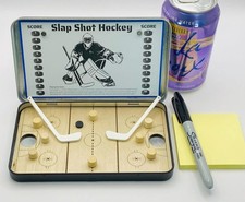 Slap Shot Hockey Travel Game Mini Table Hockey Portable Tin Box for Kids Adu