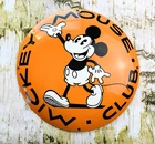 VINTAGE 12" DOME MICKEY MOUSE CLUB PORCELAIN SERVICE GAS OIL STATION PUMP SIGN