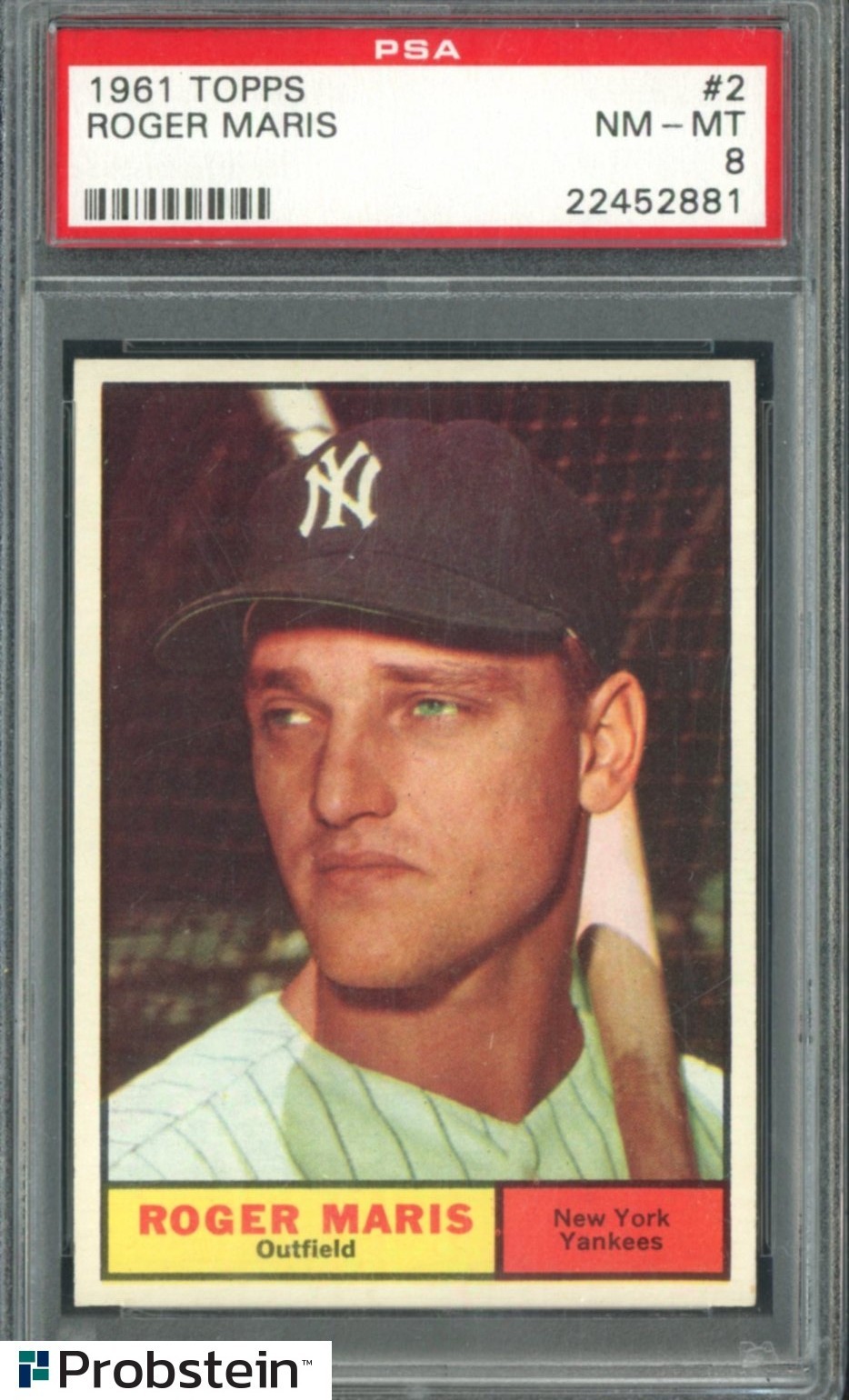 1961 Topps #2 Roger Maris New York Yankees PSA 8 " CENTERED "