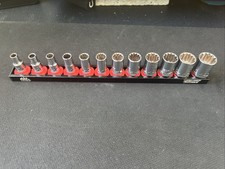 Mac Tools 12-PC 1/4" Drive Metric Spline Socket Set Smm12sbrpt Snap On Rail🔥