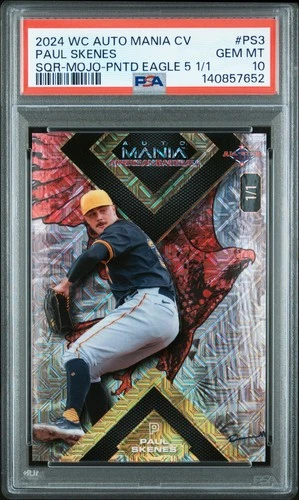 2024 WILD CARD AUTO SQUARE-MOJO FOIL-PAINTED EAGLE 5 PAUL SKENES RC 1/1 PSA 10