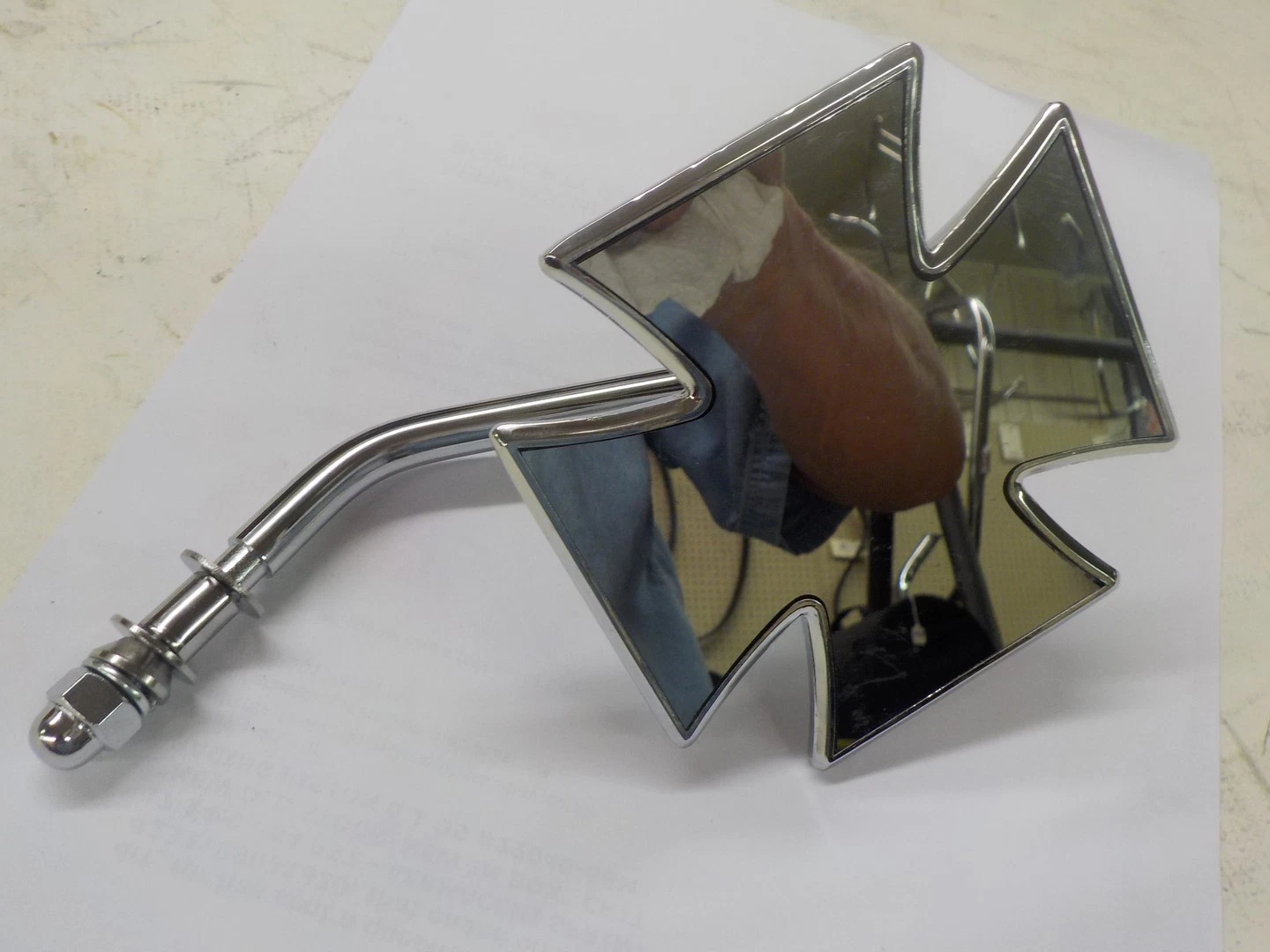 CHOPPER "NEW" MALTESE CHROME MIRROR W/ HARLEY STEM