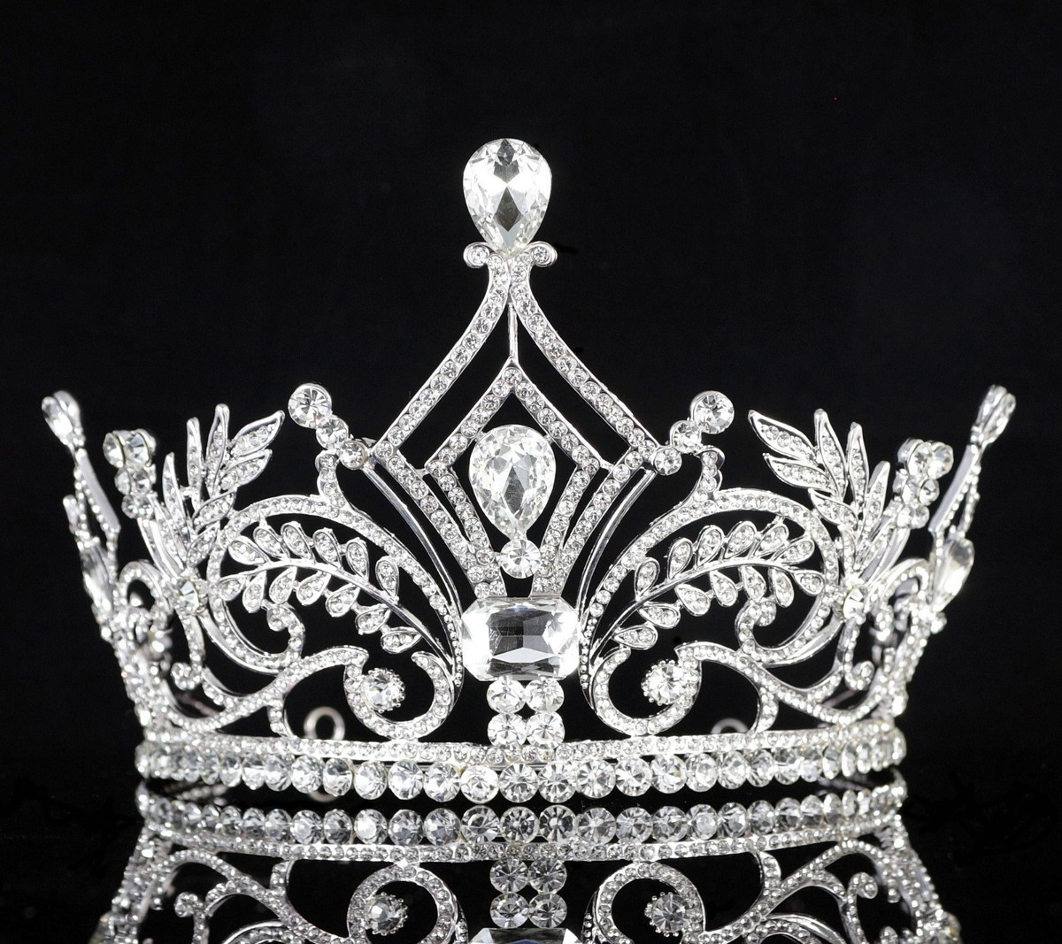 Crystal Bridal Tiara Crown Pageant Prom Rhinestone Full Large Crystal Queen Wedding Bridal Party Pageant Prom  main image 3