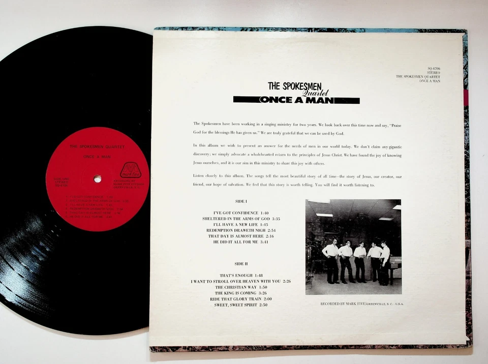 The Spokesmen Quartet Once A Man Gospel Christian Vinyl LP Record Foto 2 de 4
